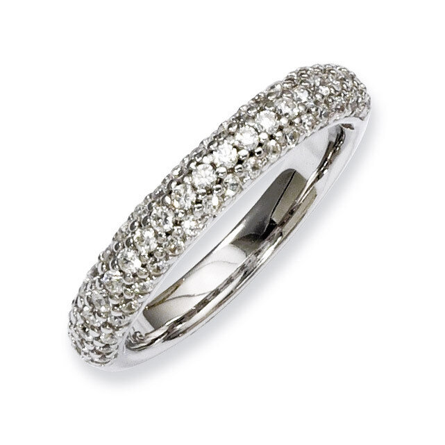 61 Stone Diamond Ring Sterling Silver Pave Rhodium-plated QR3406-6