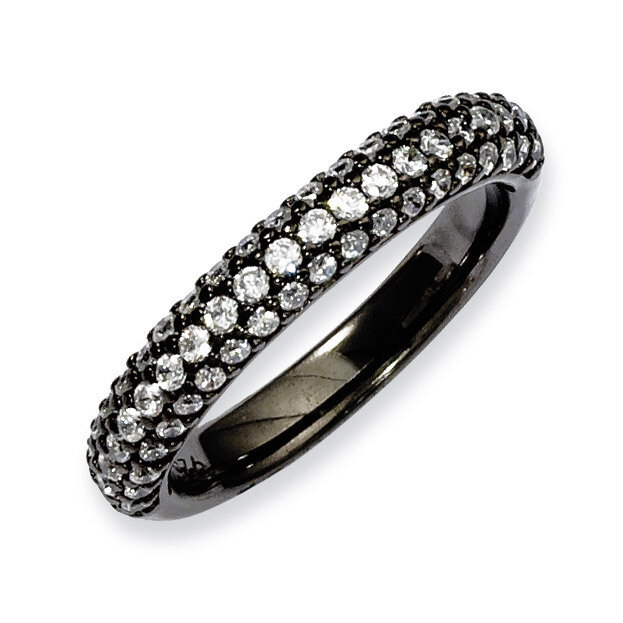 Rhodium-plated 61 Stone Diamond Ring Sterling Silver Pave QR3406B-8, MPN: QR3406B-8, 886774299808