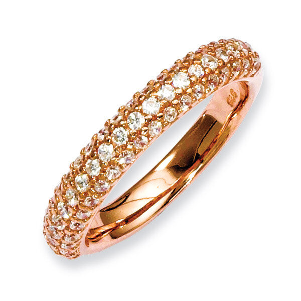 Rose Gold-plated 61 Stone Diamond Ring Sterling Silver Pave QR3406P-7