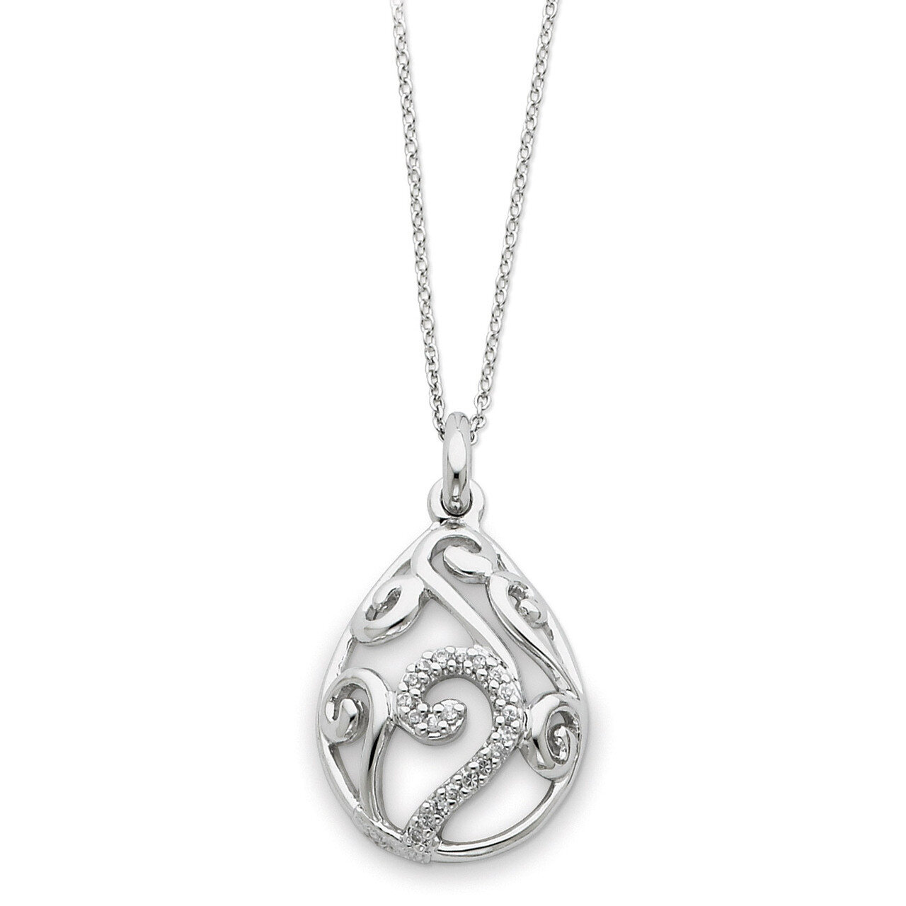 White Agate &amp; Diamond Dew of Heaven 18 Inch Necklace Sterling Silver QSX100, MPN: QSX100, 883957715…