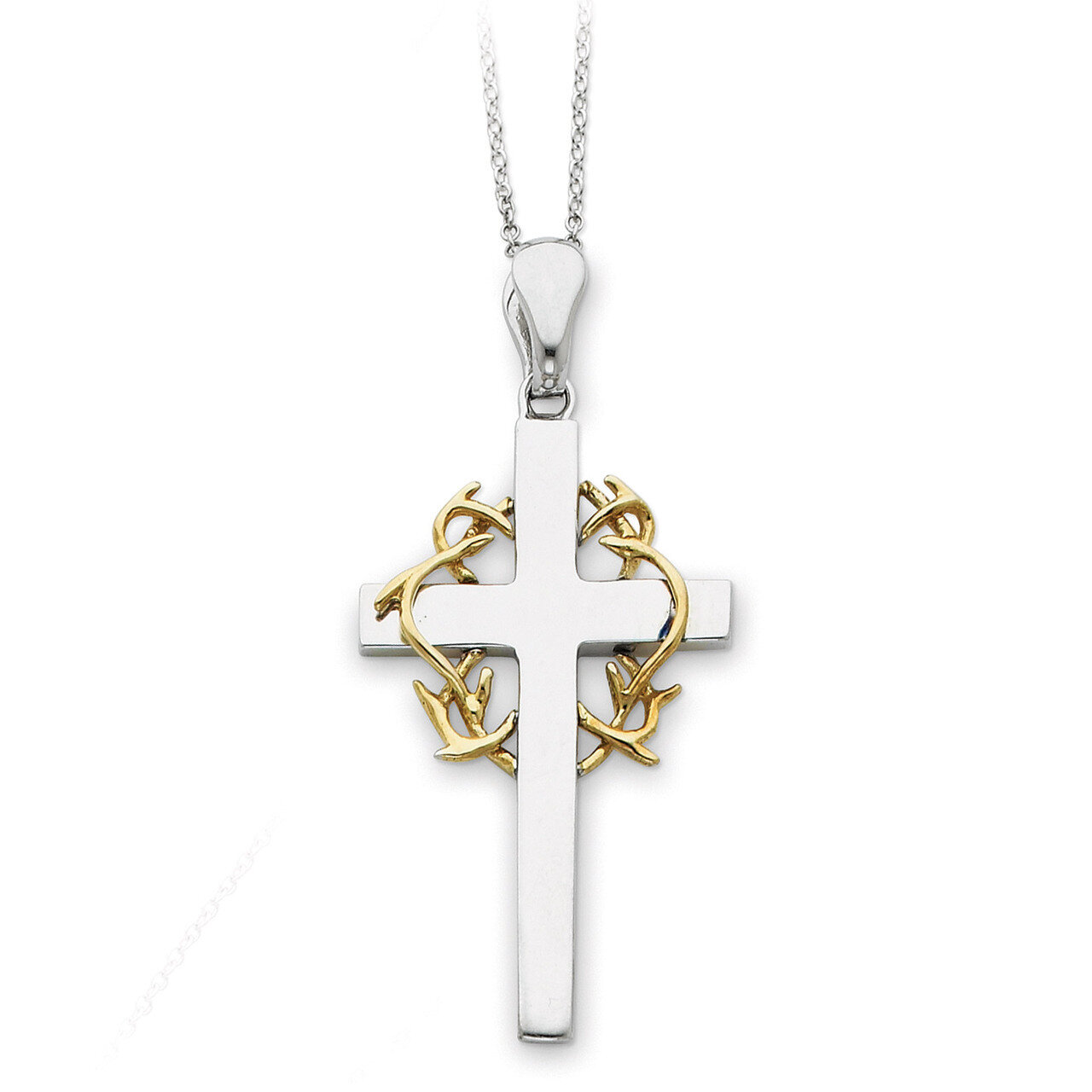 No Greater Love Cross 18 Inch Necklace Sterling Silver Gold-plated QSX114