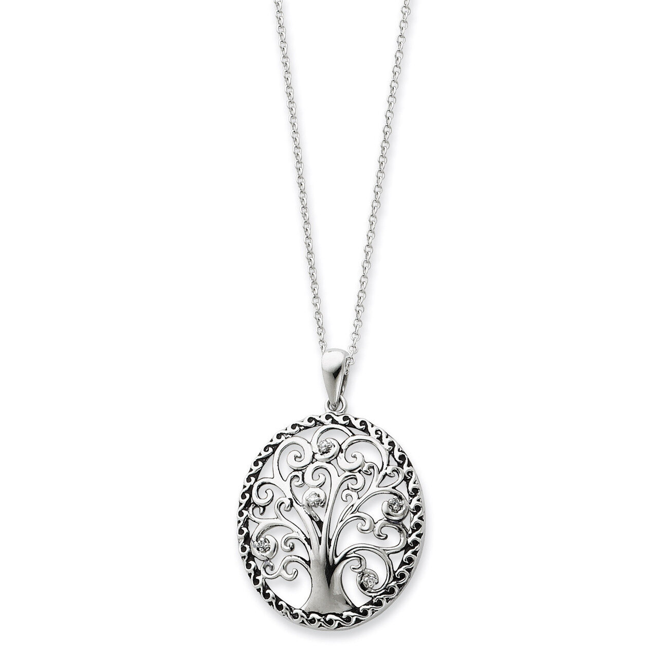 Tree of Life 18 Inch Necklace Sterling Silver Antiqued QSX126