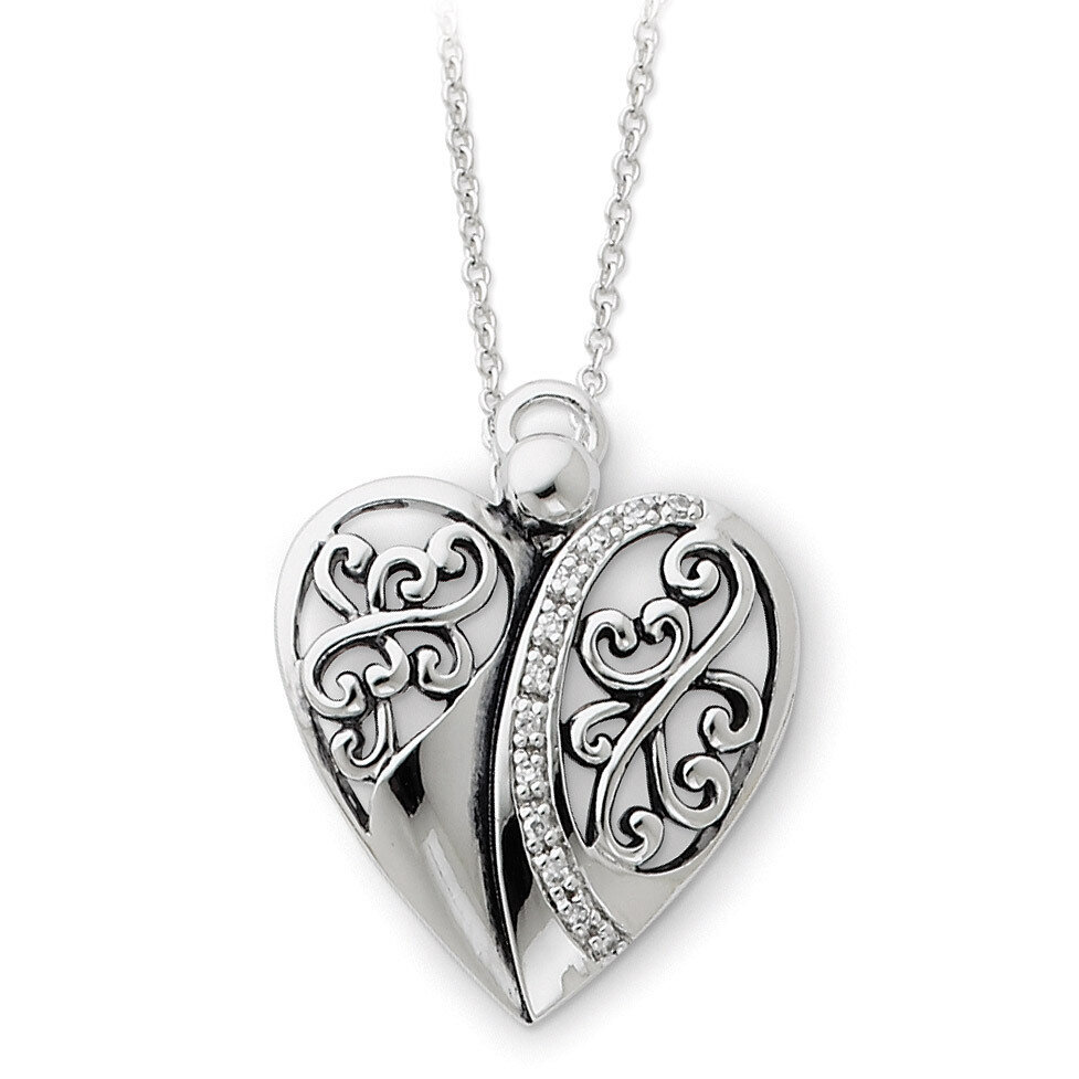 Antiqued 18 Inch Angel of Love Necklace Sterling Silver with Diamonds QSX161, MPN: QSX161, 88395771…