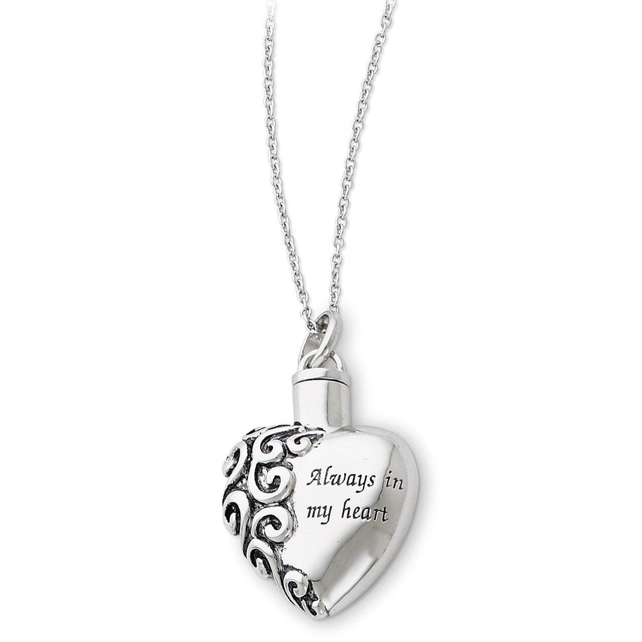 Heart Remembrance Ash Holder 18 Inch Necklace Sterling Silver Antiqued QSX173, MPN: QSX173, 8839577…