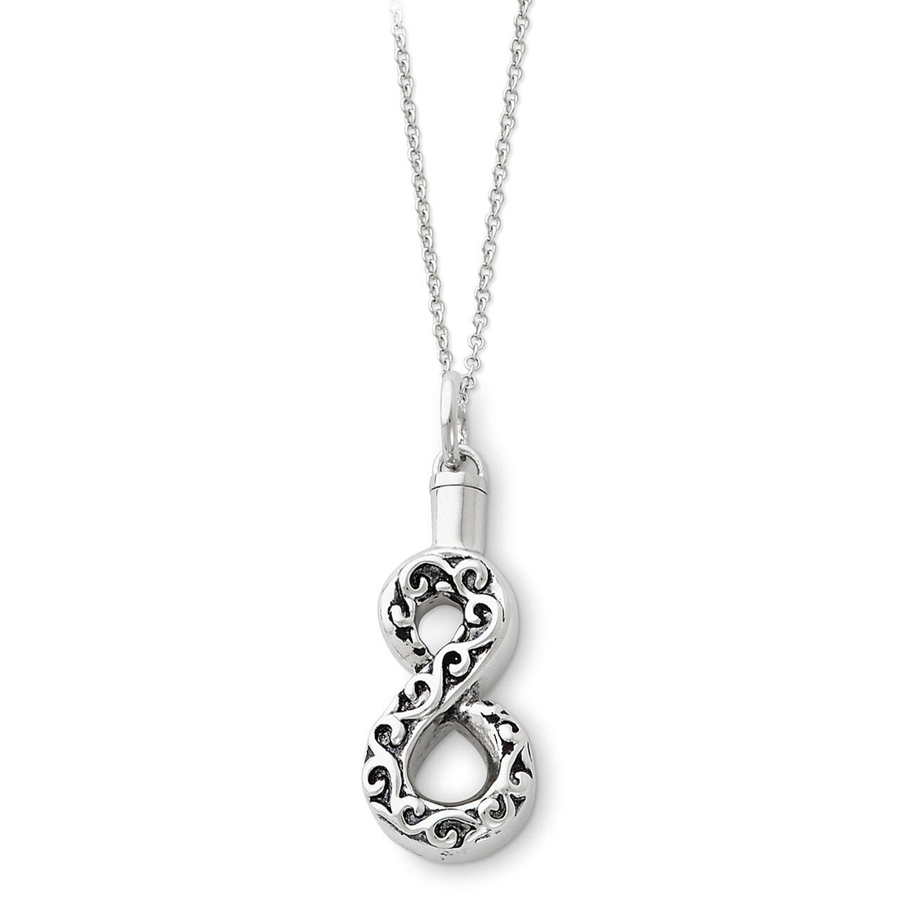 Infinity Remembrance Ash Holder 18 Inch Necklace Sterling Silver Antiqued QSX176, MPN: QSX176, 8839…