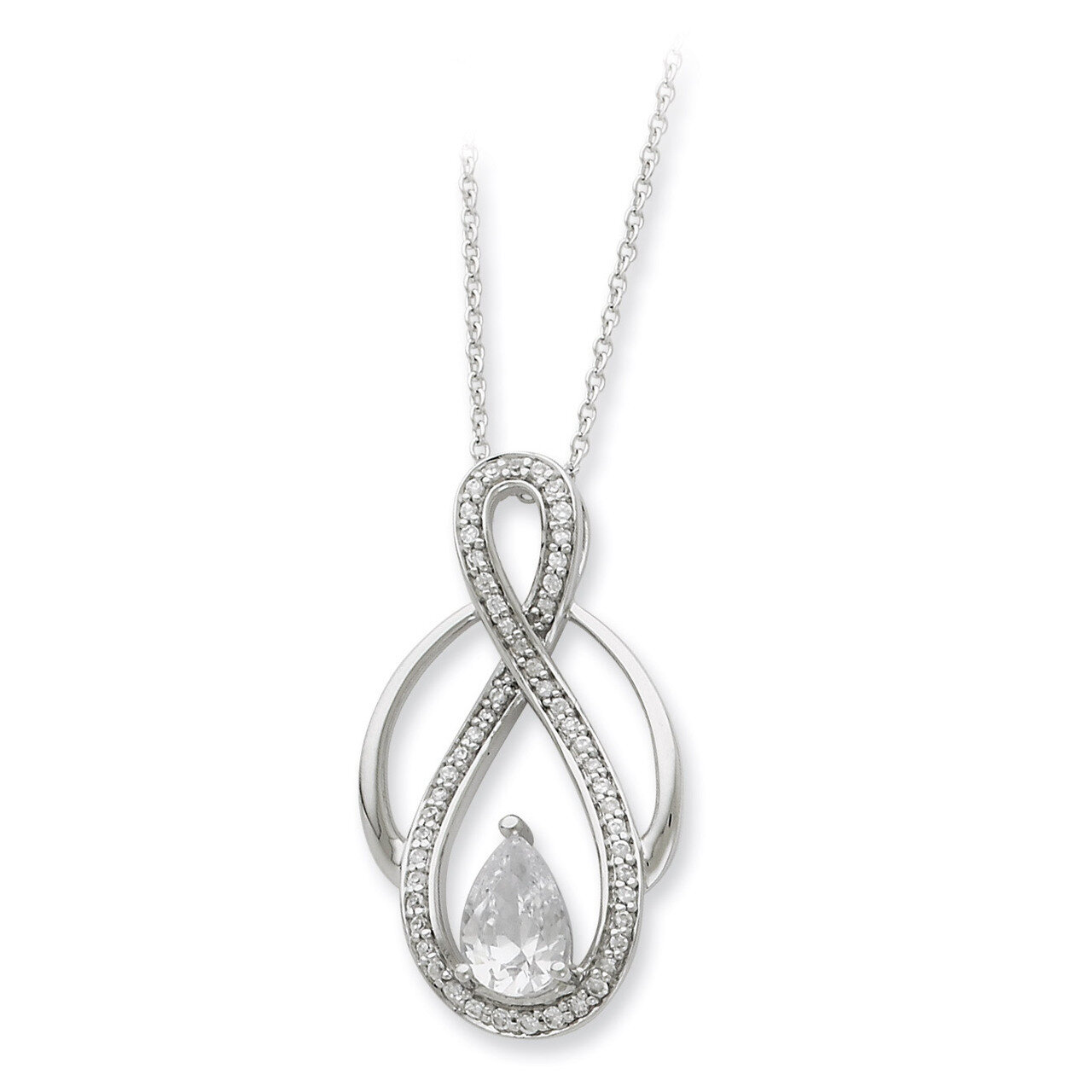 Tear of Strength 18 Inch Necklace Sterling Silver with Diamonds QSX195