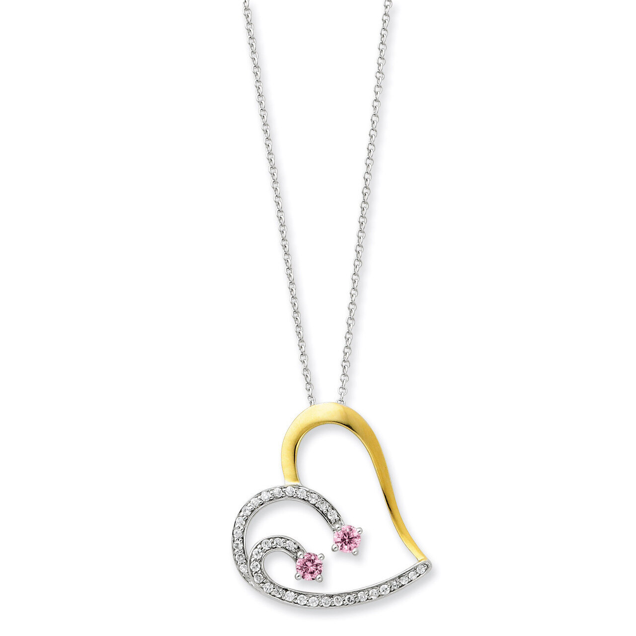 Forever By Your Side 18 Inch Necklace Sterling Silver Gold-plated QSX200