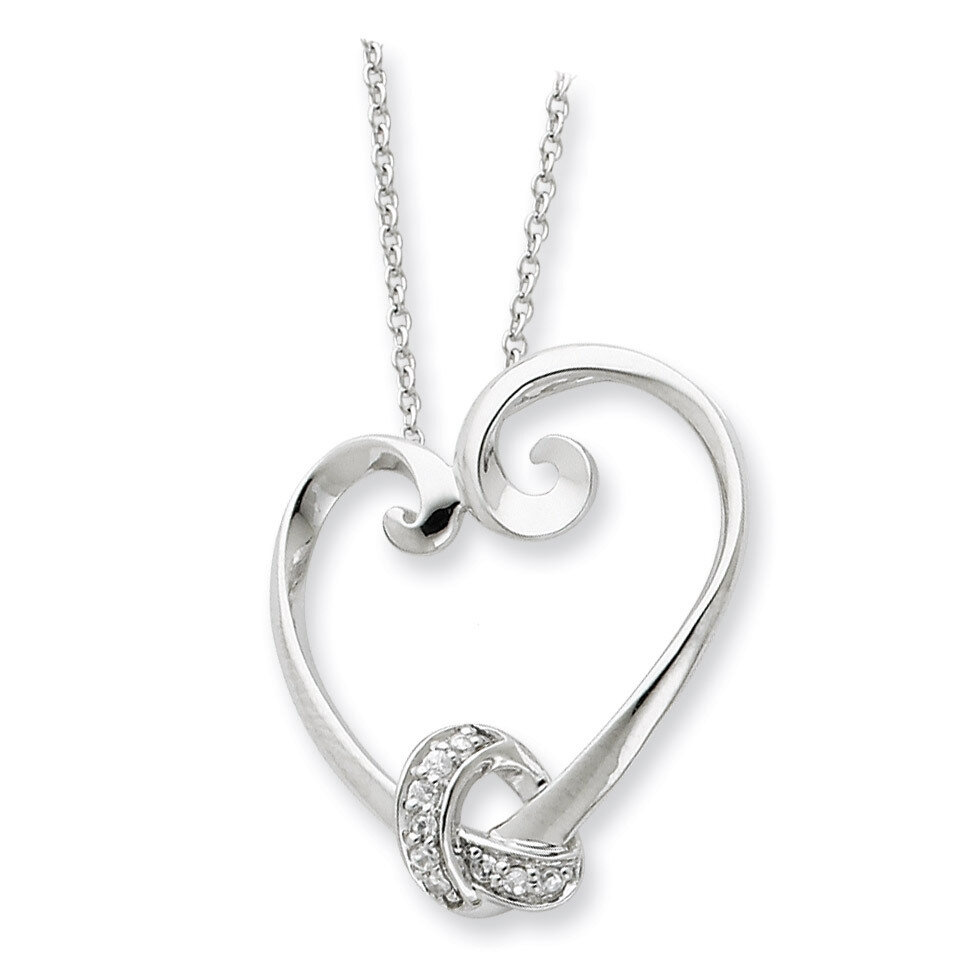 Loveknots 18 Inch Heart Necklace Sterling Silver with Diamonds QSX212, MPN: QSX212, 883957716657