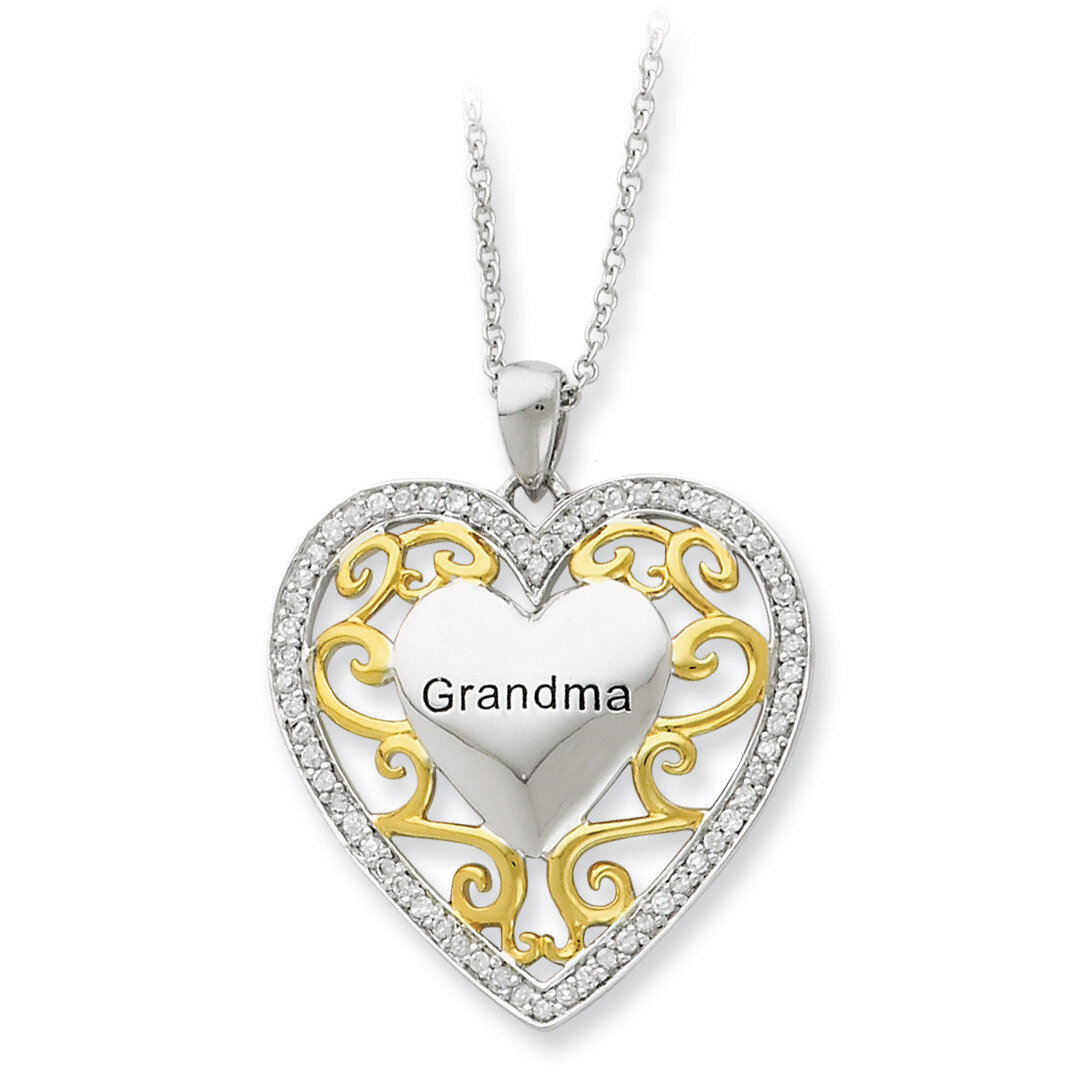Grandma 18 Inch Heart Necklace Sterling Silver Gold-plated QSX252, MPN: QSX252, 883957717050