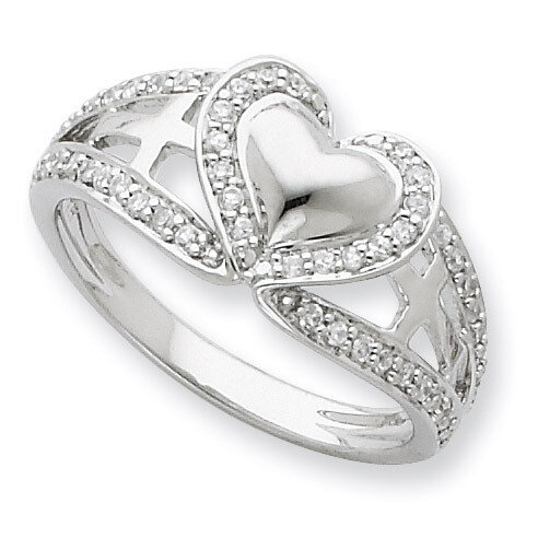 Diamond Polished Pure Heart Ring Sterling Silver QSX258-8