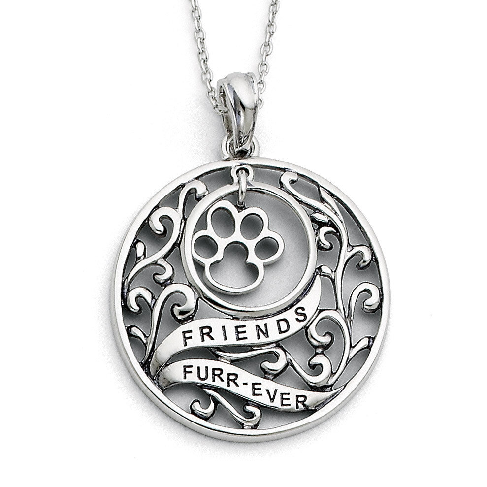 Animal Friends-Dog 18 Inch Necklace Sterling Silver Antiqued QSX315