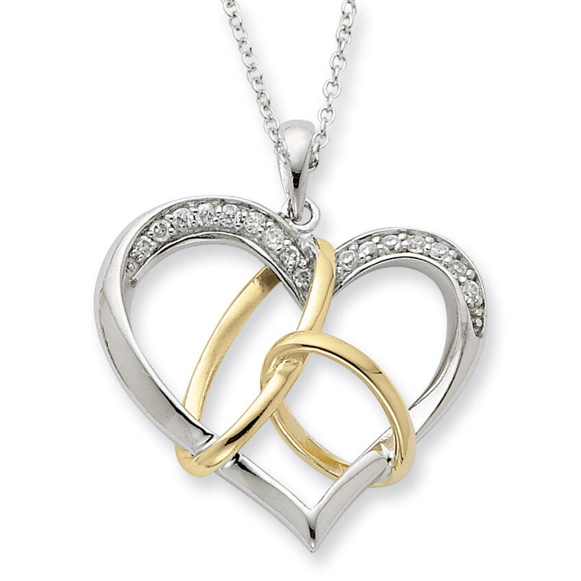 To Have And To Hold 18 Inch Necklace Sterling Silver &amp; Gold-plated with Diamonds QSX346