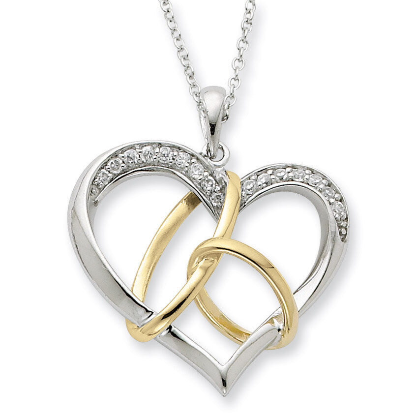 To Have And To Hold 18 Inch Necklace Sterling Silver &amp; Gold-plated with Diamonds QSX346, MPN: QSX34…