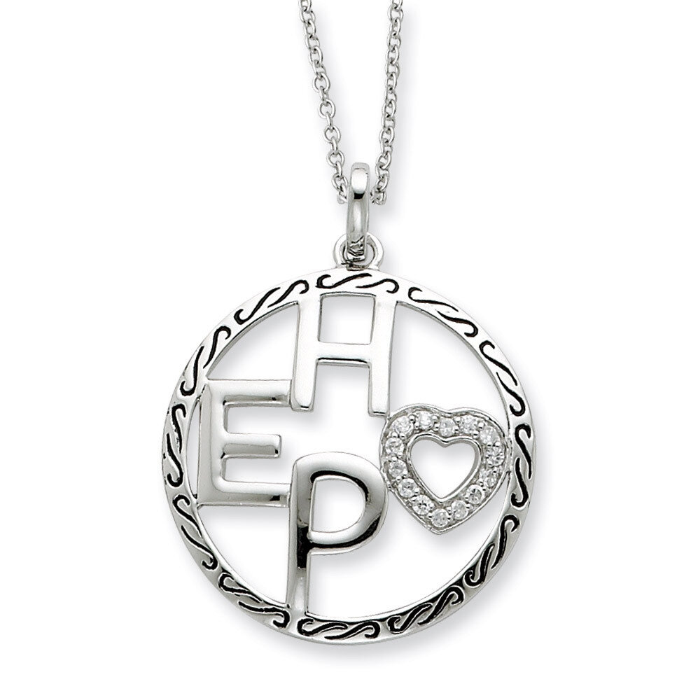 Diamond Hope 18 Inch Necklace Sterling Silver Antiqued QSX377, MPN: QSX377, 883957321851