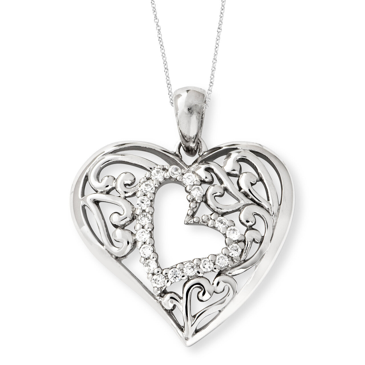 Forever In My Heart 18 Inch Necklace Sterling Silver with Diamonds QSX427, MPN: QSX427, 886774167435