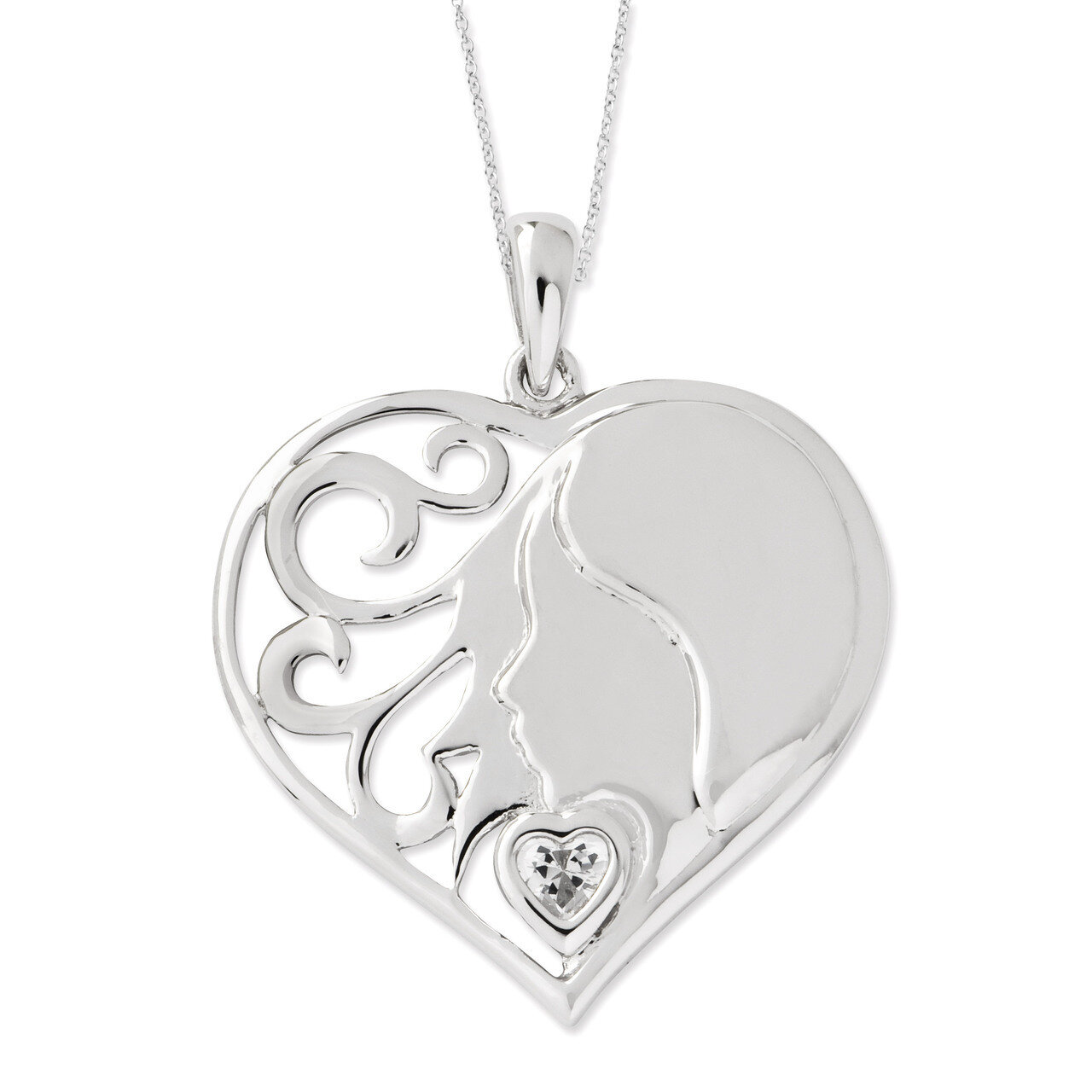 My Daughter, My Heart&#39;s Treasure 18 Inch Necklace Sterling Silver with Diamonds QSX435, MPN: QSX435…