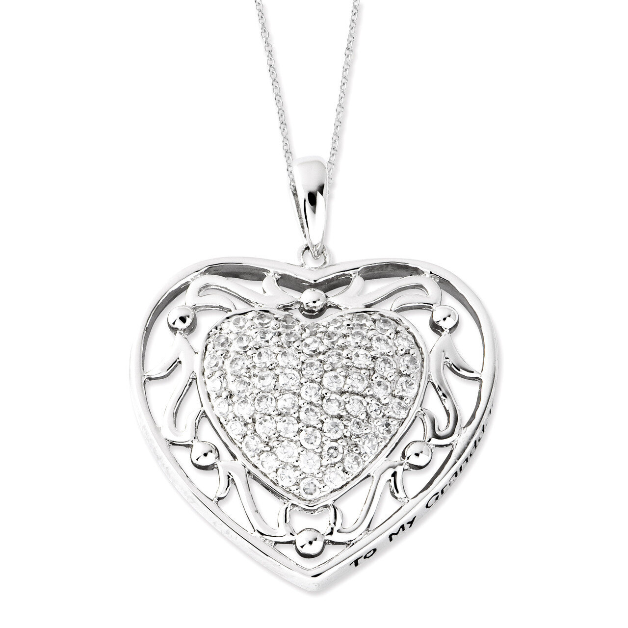 Diamond To My Granddaughter 18 Inch Heart Necklace Sterling Silver Antiqued QSX436, MPN: QSX436, 88…