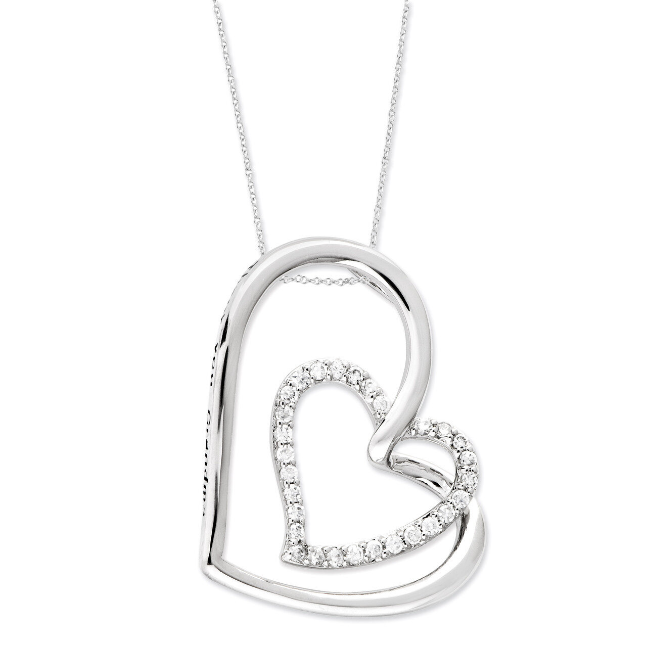 Diamond Thank You Grandma 18 Inch Hearts Necklace Sterling Silver Antiqued QSX438, MPN: QSX438, 886…