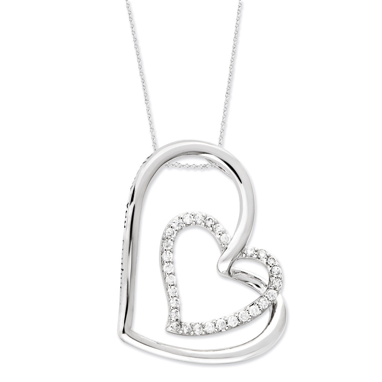 Diamond Thank You Mother 18 Inch Hearts Necklace Sterling Silver Antiqued QSX439, MPN: QSX439, 8867…