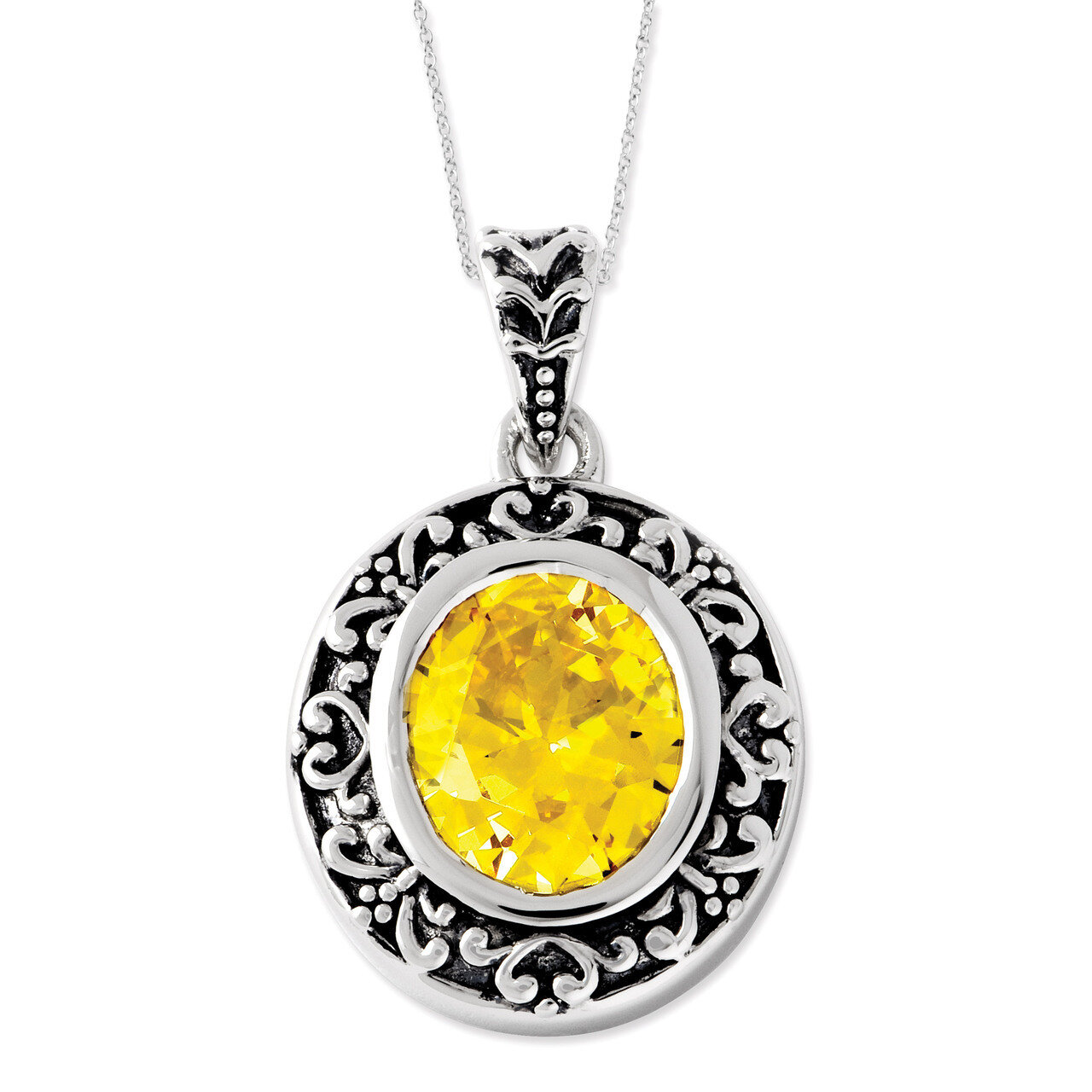 Diamond Old Friends Are Golden 18 Inch Necklace Sterling Silver Antiqued QSX450, MPN: QSX450, 88677…