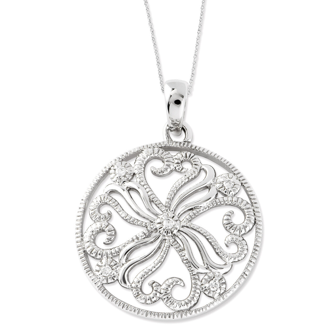 Kindred Spirit 18 Inch Swirls Necklace Sterling Silver with Diamonds QSX452