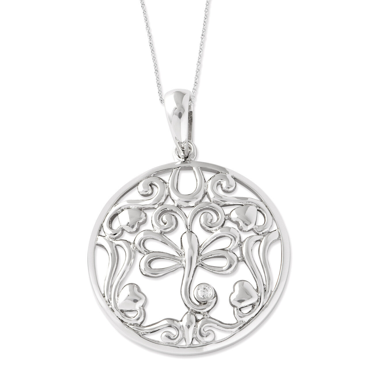 Lovebug 18 Inch Butterfly Necklace Sterling Silver with Diamonds QSX459, MPN: QSX459, 886774974606