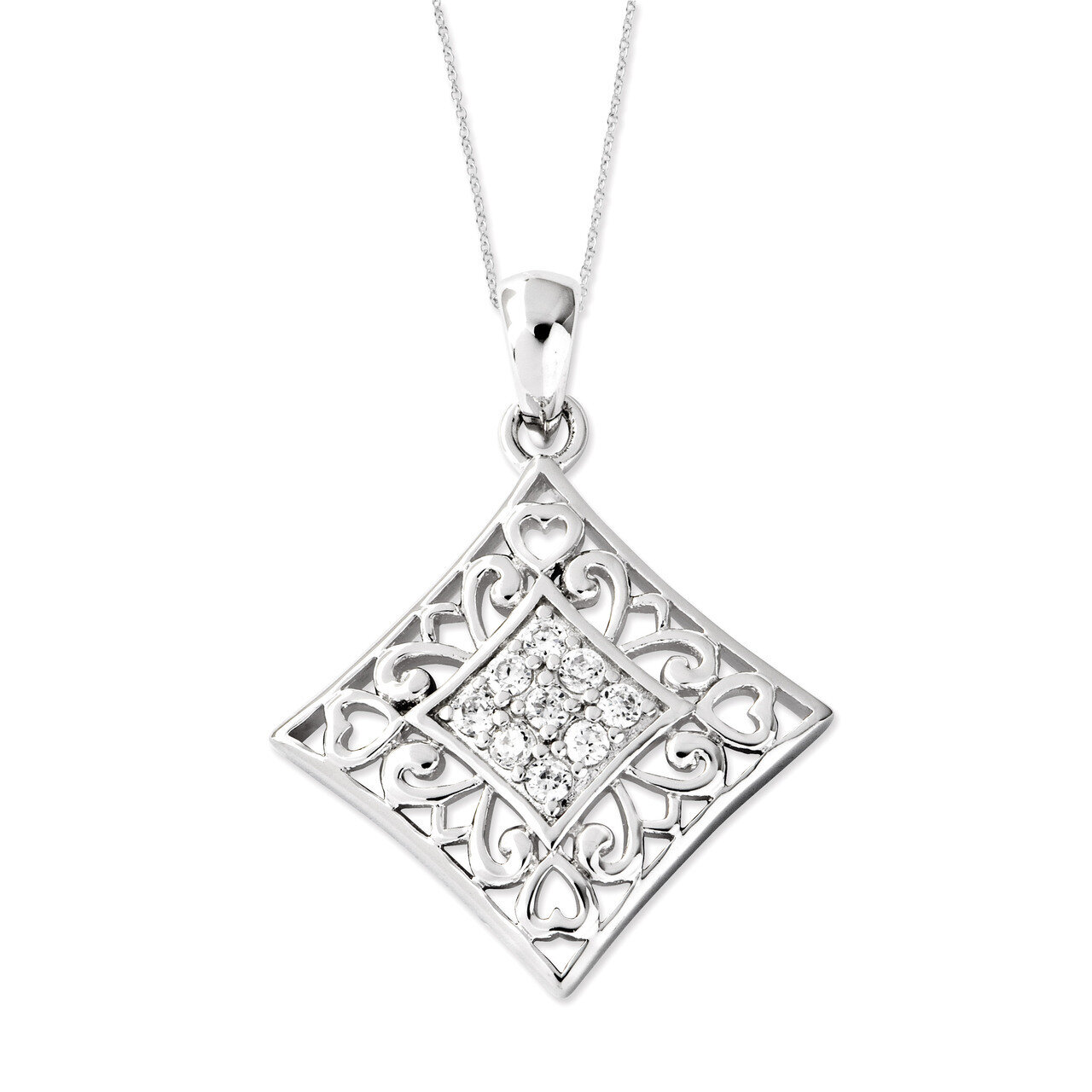 I Love You All Year Long 18 Inch Necklace Sterling Silver with Diamonds QSX463, MPN: QSX463, 886774…