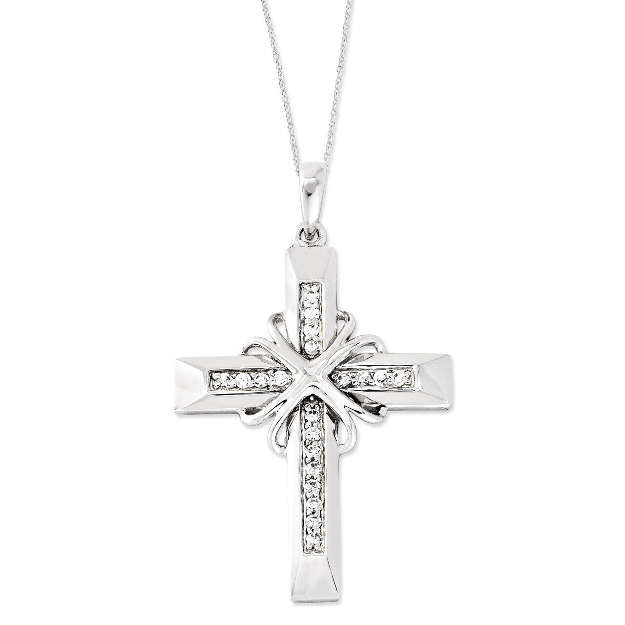 Steadfast Love 18 Inch Cross Necklace Sterling Silver with Diamonds QSX499, MPN: QSX499, 8867743791…