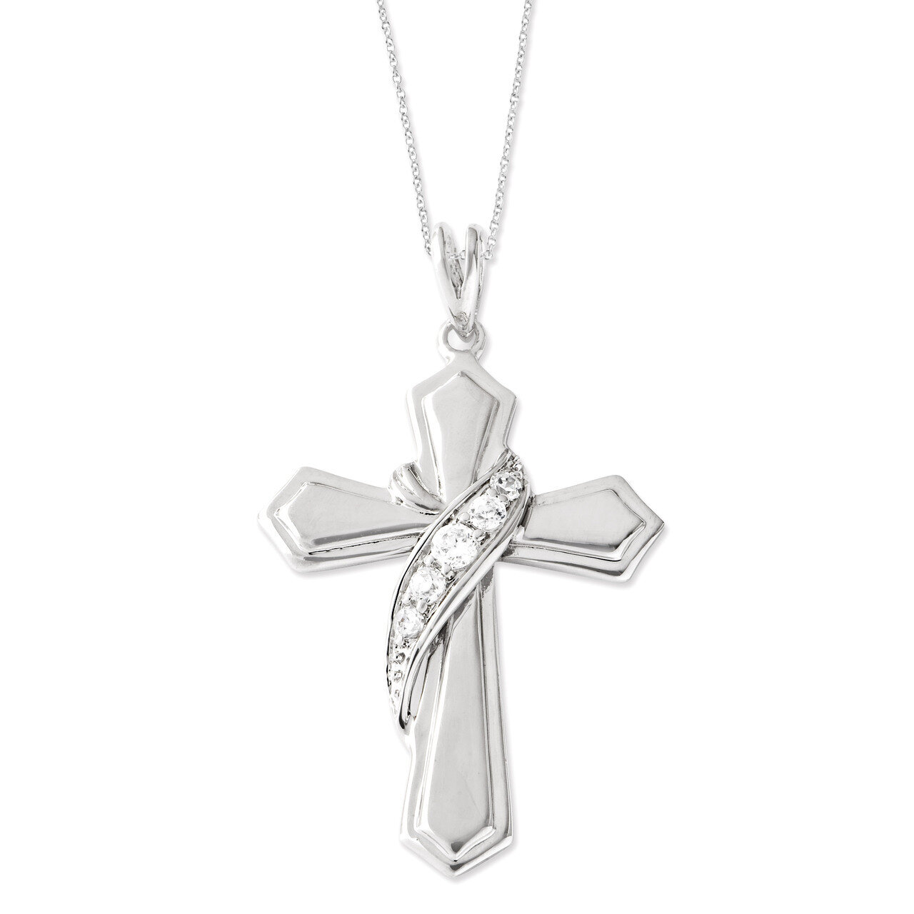 My Journey Of Hope 18 Inch Cross Necklace Sterling Silver with Diamonds QSX500