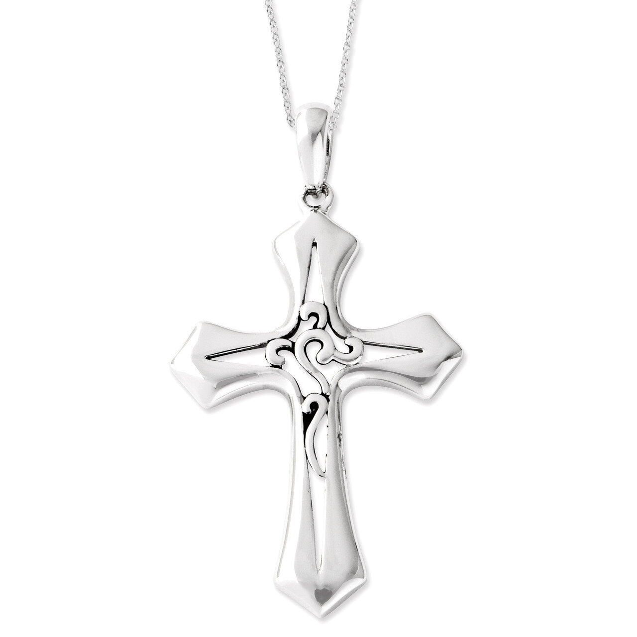 Abide In Him 18 Inch Cross Necklace Sterling Silver Antiqued QSX505