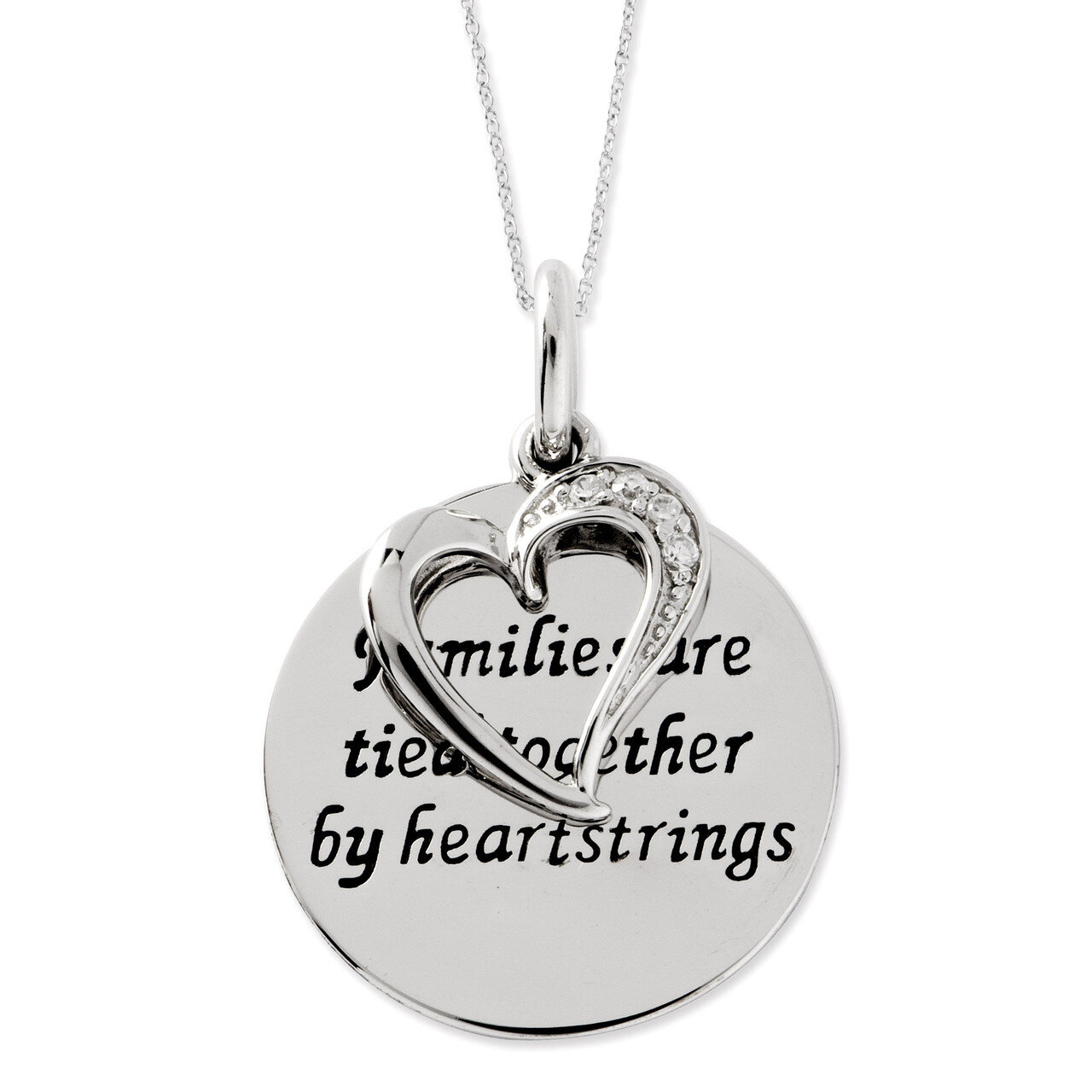 Diamond Families Are Tied Together 18 Inch Heart Necklace Sterling Silver Antiqued QSX509, MPN: QSX…