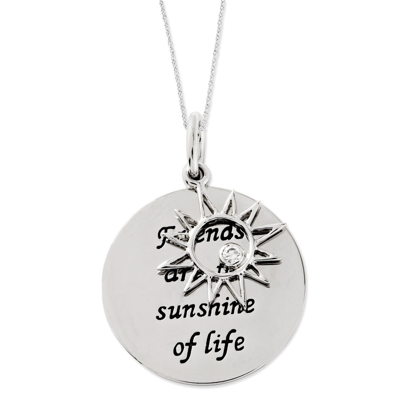 Diamond Friends Are The Sunshine 18 Inch Necklace Sterling Silver Antiqued QSX512