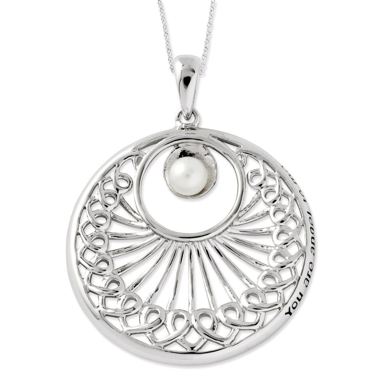 Cultured Pearl You Are An Angel To Me 18 Inch Neck Sterling Silver Antiqued QSX520, MPN: QSX520, 88…