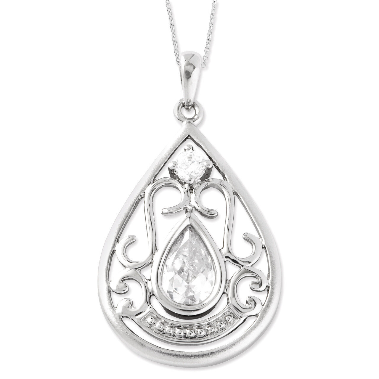 In Loving Memory 18 Inch Necklace Sterling Silver with Diamonds QSX529