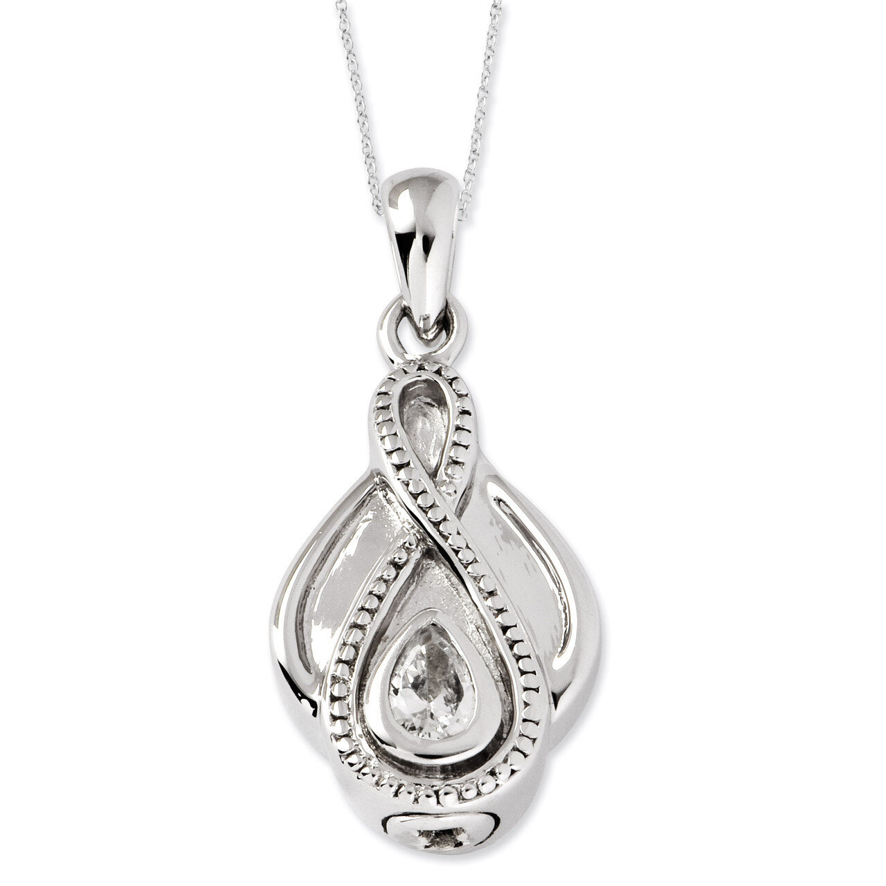 Tear Of Strength Ash Holder 18 Inch Necklace Sterling Silver with Diamonds QSX533, MPN: QSX533, 886…