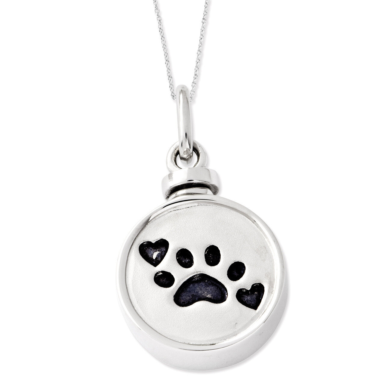 Enameled Paw Print Ash Holder 18 Inch Necklace Sterling Silver QSX545, MPN: QSX545, 886774557755