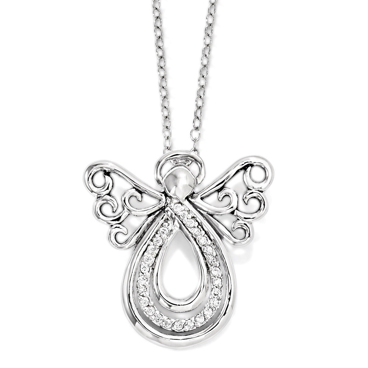 Angel Of Comfort 18 Inch Necklace Sterling Silver with Diamonds QSX547, MPN: QSX547, 886774254074