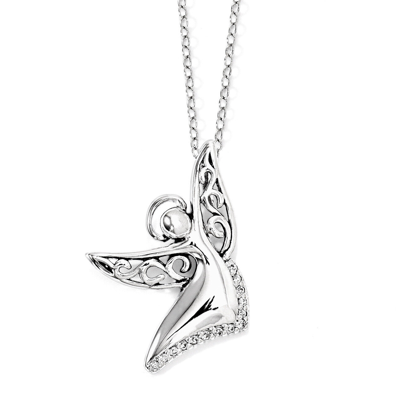 Antiqued Angel Of Joy 18 Inch Necklace Sterling Silver with Diamonds QSX548, MPN: QSX548, 886774254…