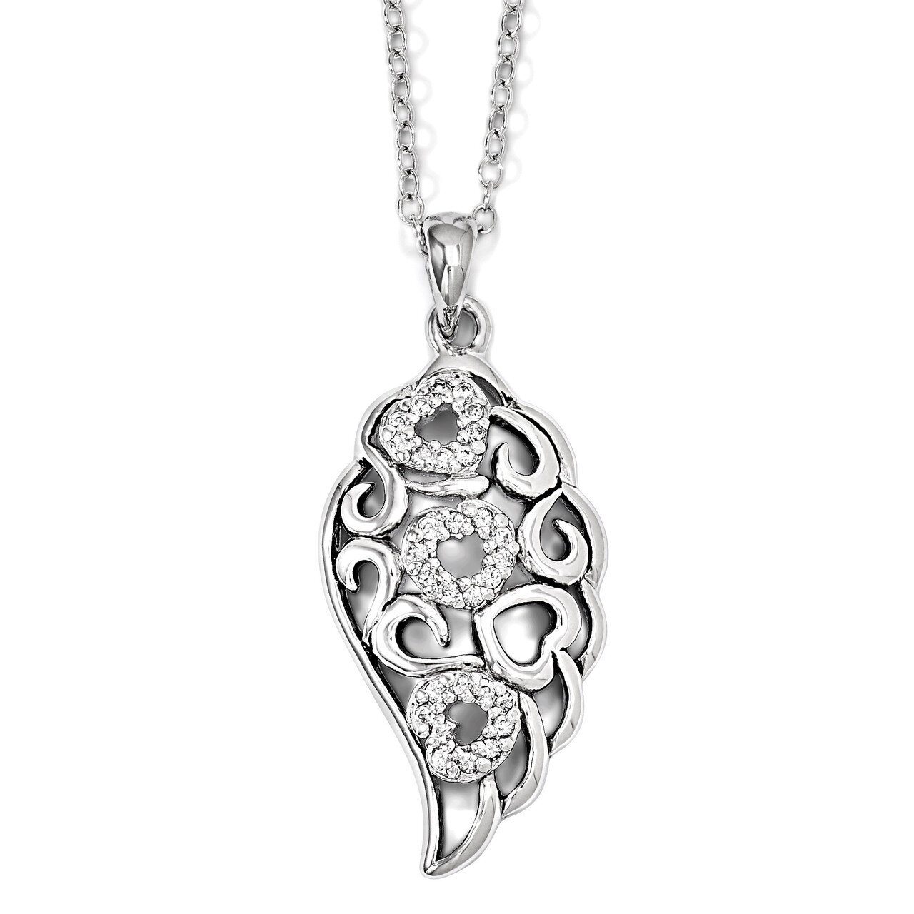 Wind Beneath My Wings 18 Inch Necklace Sterling Silver with Diamonds QSX560