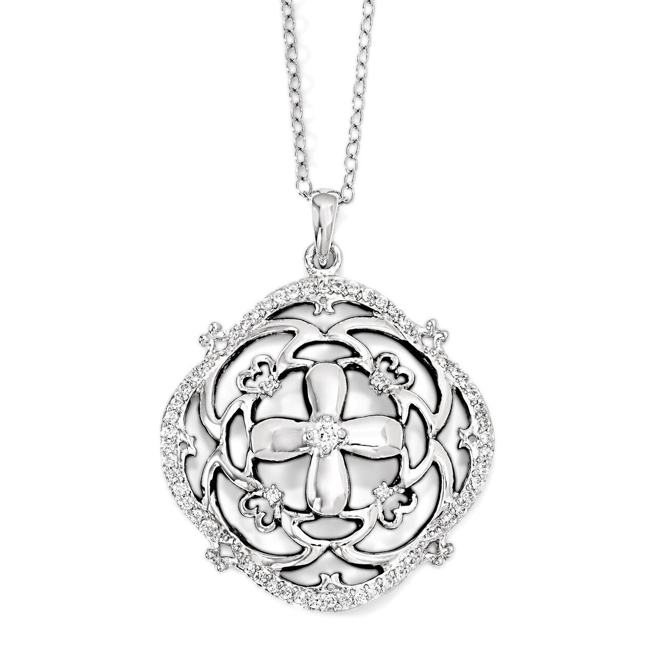 A Time For Miracles 18 Inch Necklace Sterling Silver with Diamonds QSX565