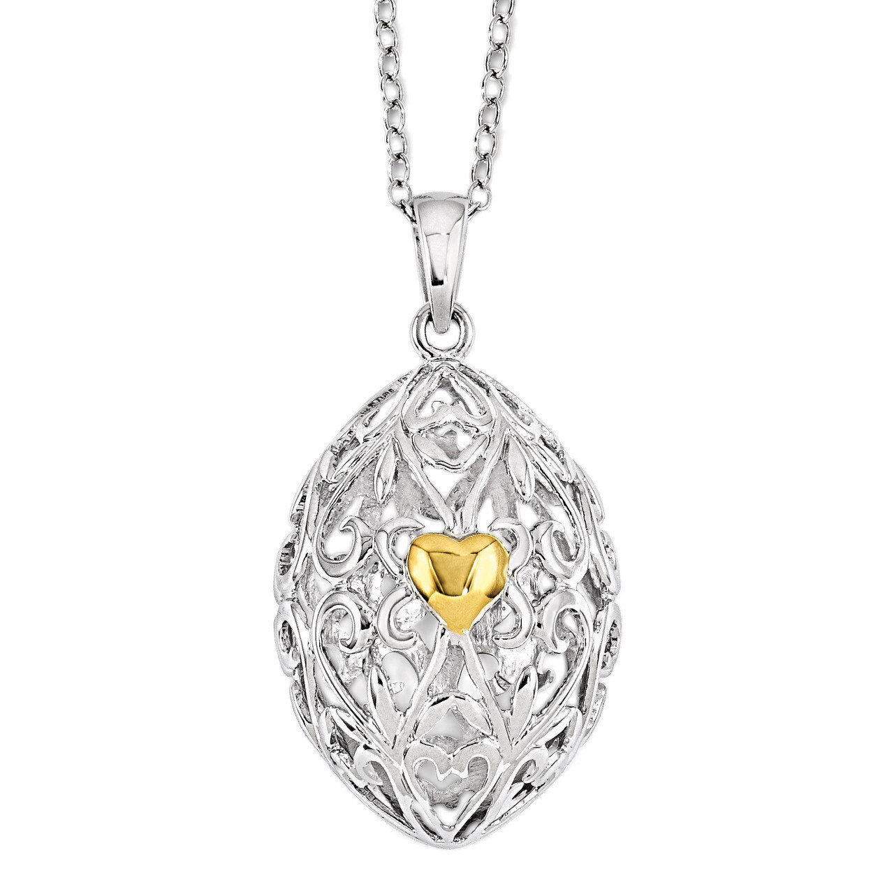 Nest Egg of Love 18 Inch Necklace Sterling Silver Gold-plated QSX578