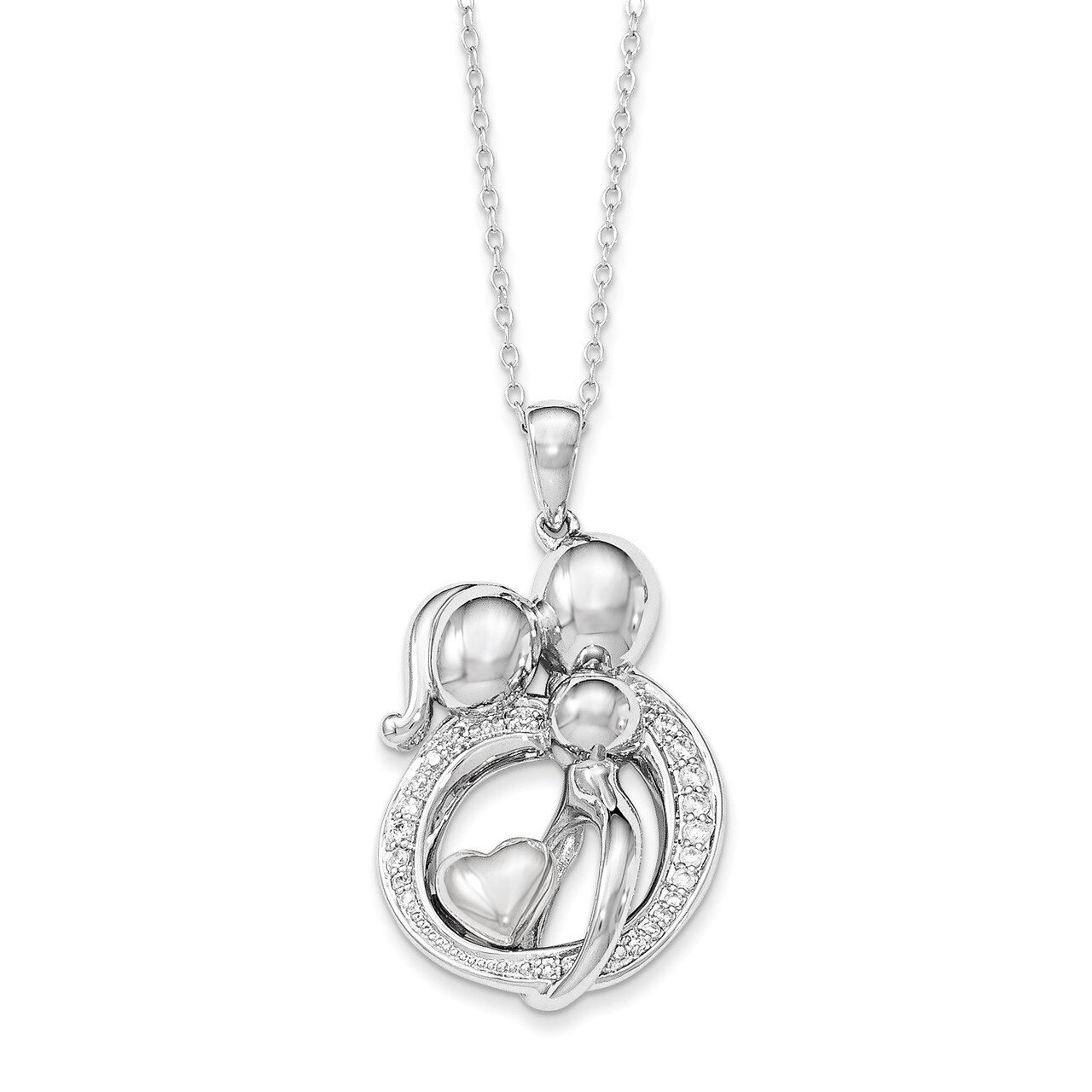 Family of 3Gathering 18 Inch Necklace Sterling Silver with Diamonds QSX587, MPN: QSX587, 8867747312…