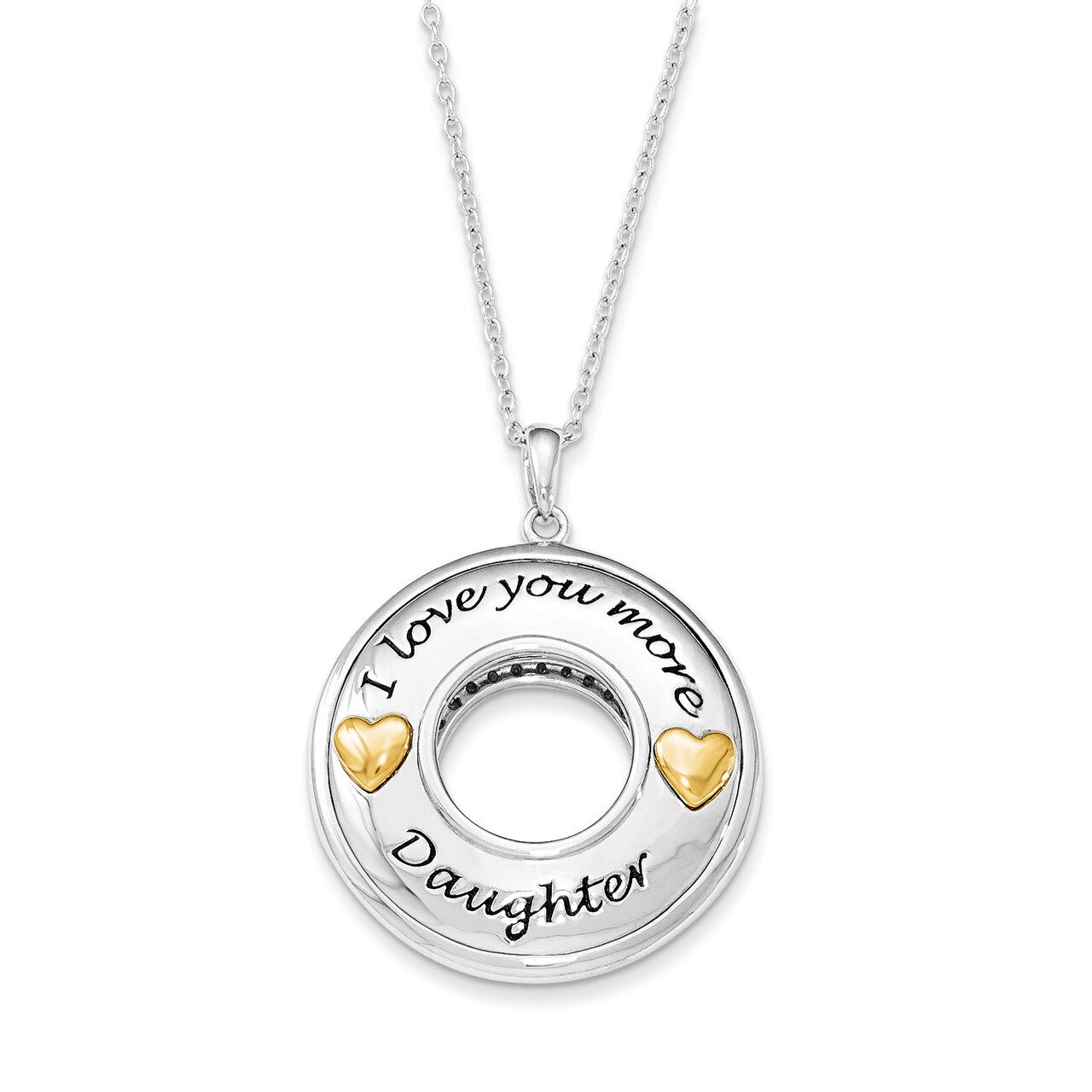 I Love You More Daughter 18 Inch Necklace Sterling Silver Gold-Plate Antique Diamond QSX600, MPN: Q…