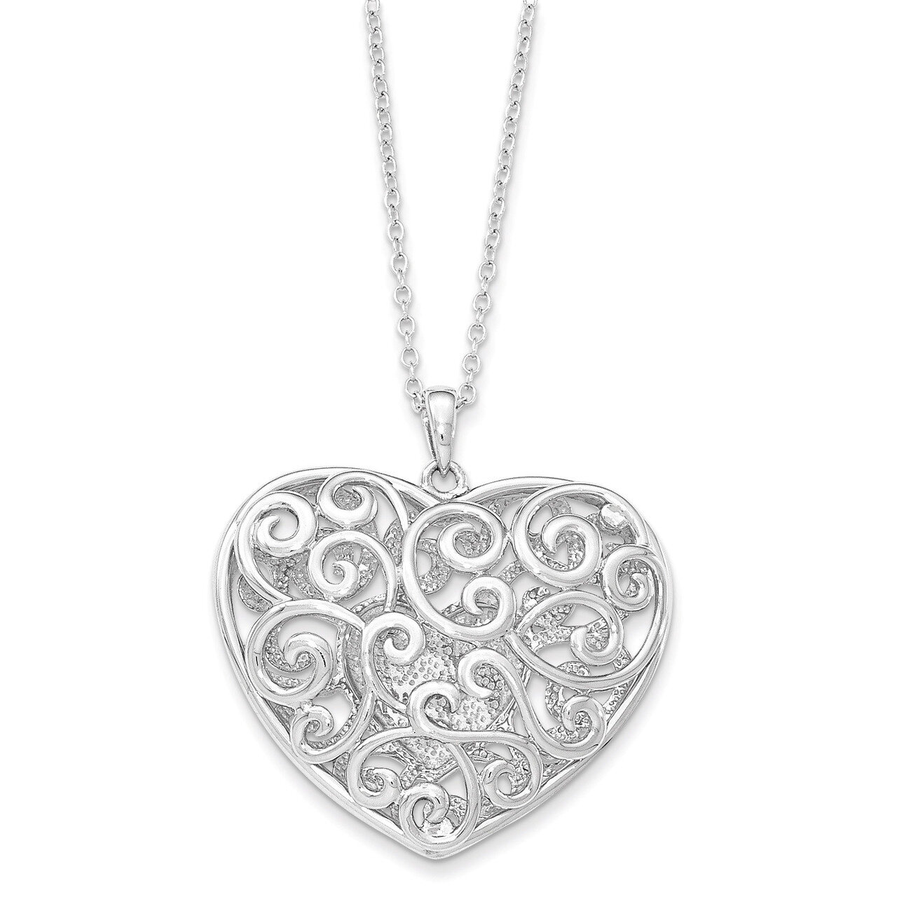 Heart Of Support 18 Inch Necklace Sterling Silver Antiqued QSX604, MPN: QSX604, 191101553677
