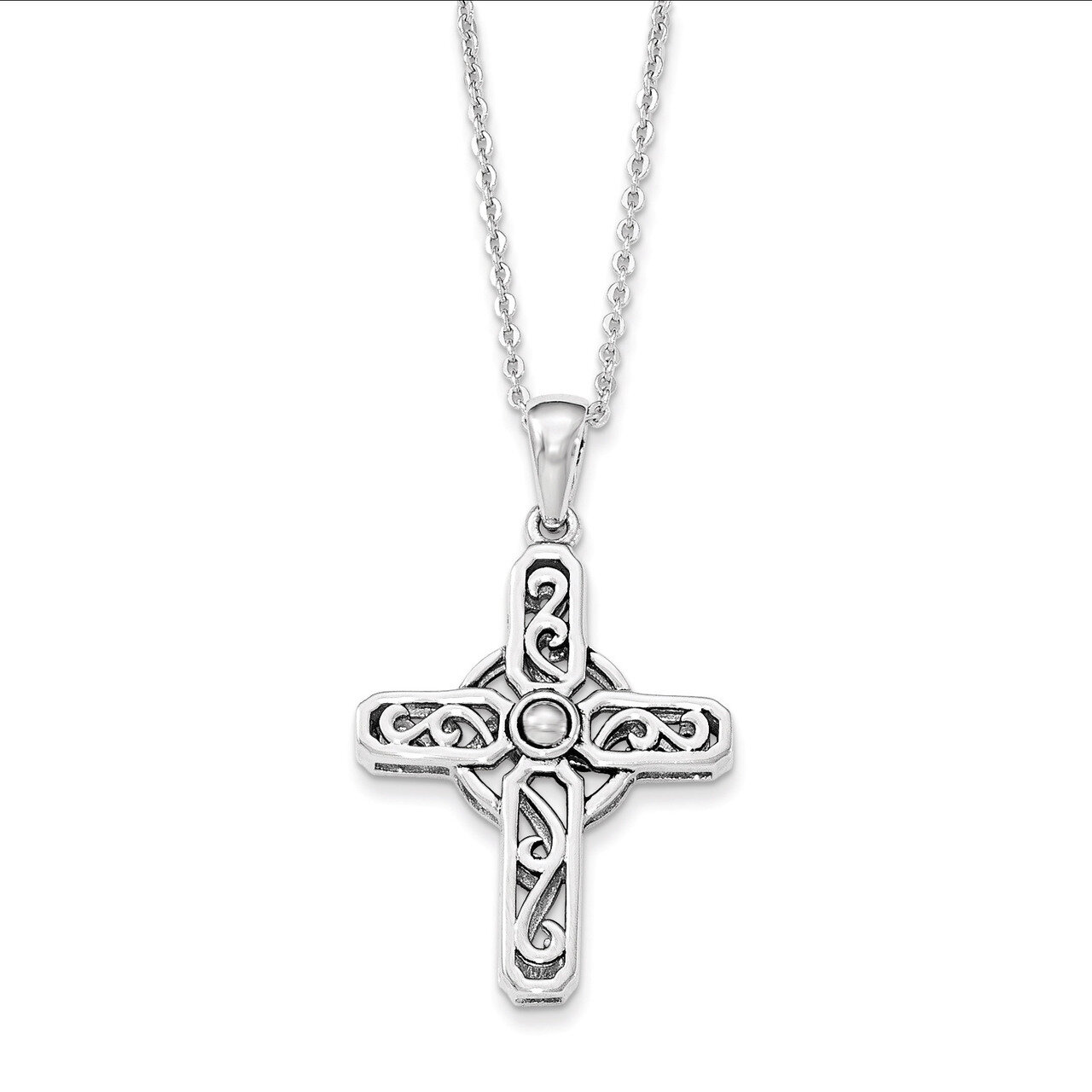 Prayer Cross 18 Inch Necklace Sterling Silver QSX605