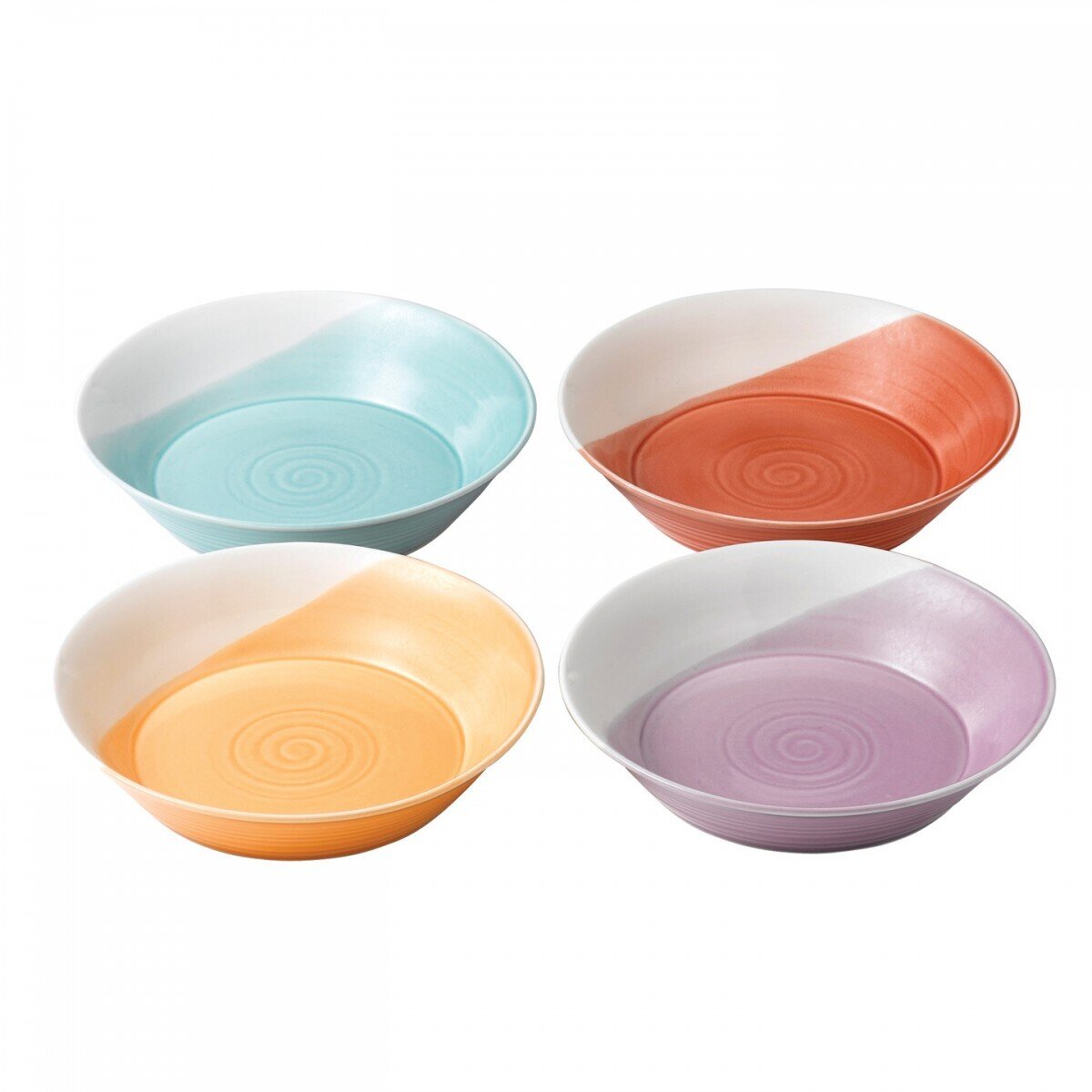 Royal Doulton 1815 Bright Colors Mixed Patterns Pasta Bowls 9.1 Inch Set of 4