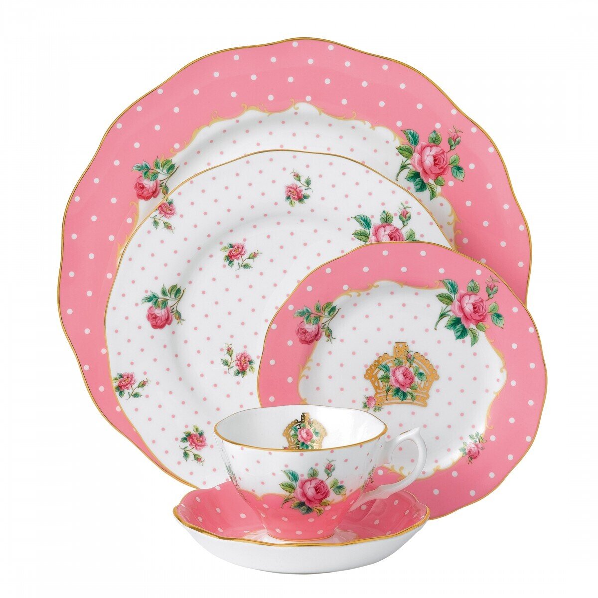 Royal Albert Cheeky Pink Vintage 5 Piece Place Setting, MPN: CHEPNK26587, 652383749948