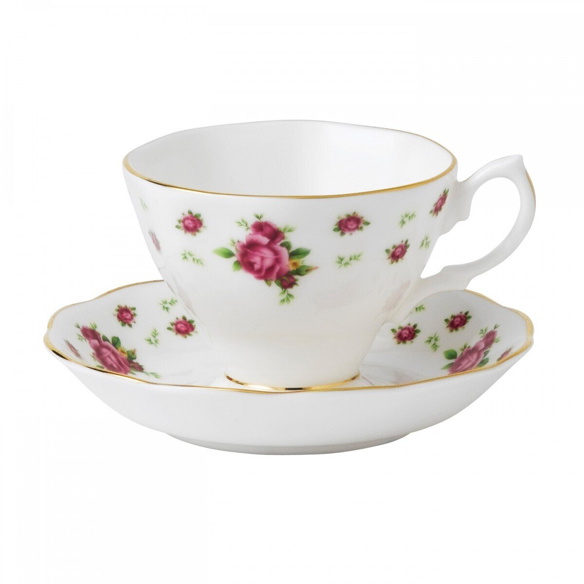 Royal Albert New Country Roses White Vintage Teacup & Saucer Set