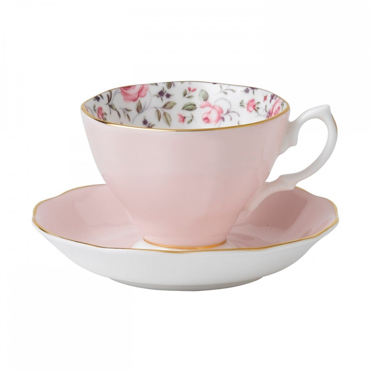 Royal Albert Rose Confetti Vintage Teacup & Saucer Set