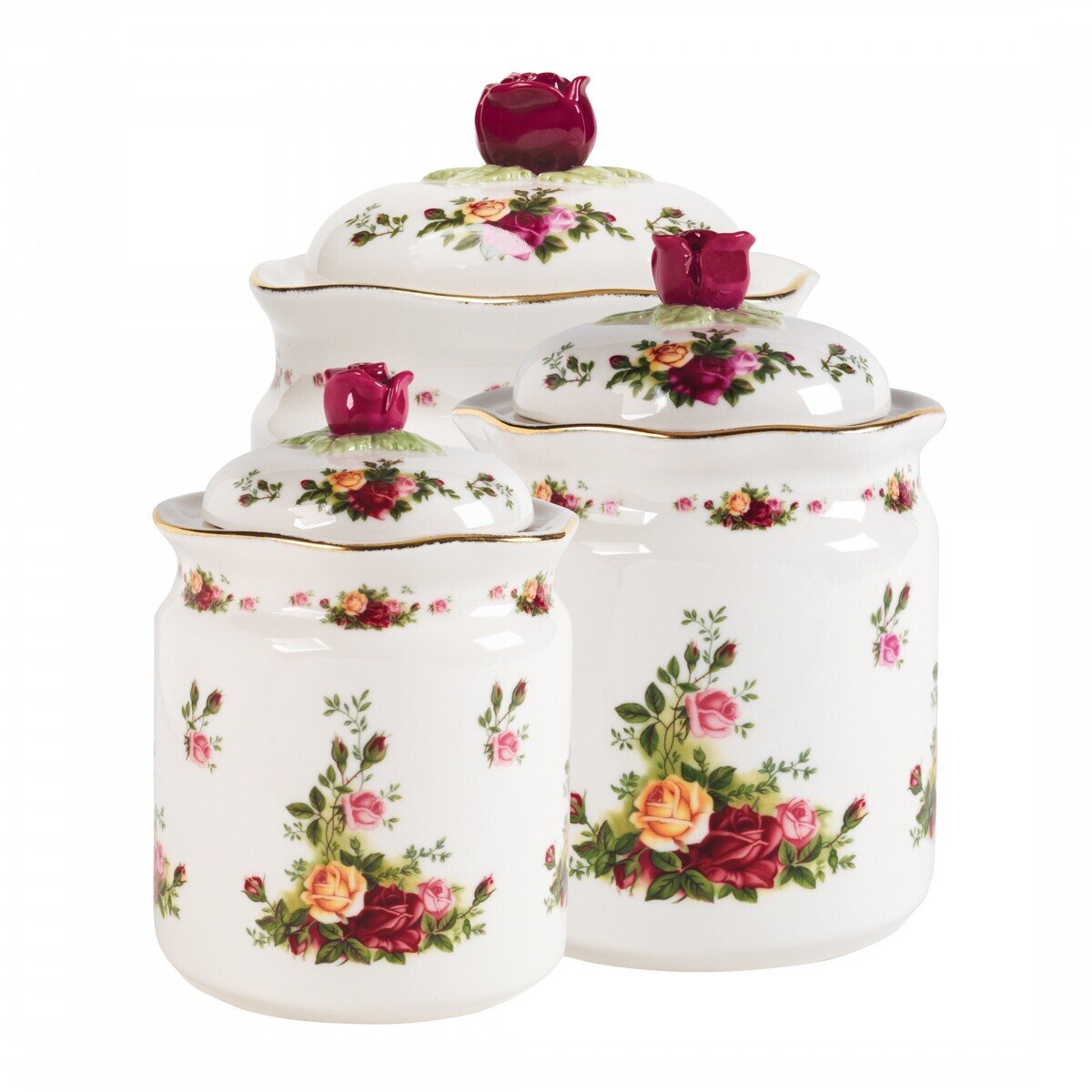 Royal Albert Old Country Roses Canisters Set of 3 24 Oz, 39 Oz, 56 Oz